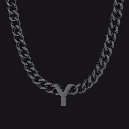 7mm Custom Initial Letter Cuban Link Chain Necklace for