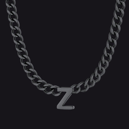 7mm Custom Initial Letter Cuban Link Chain Necklace for