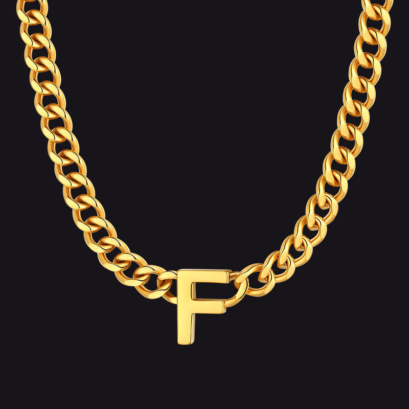 7mm Custom Initial Letter Cuban Link Chain Necklace for