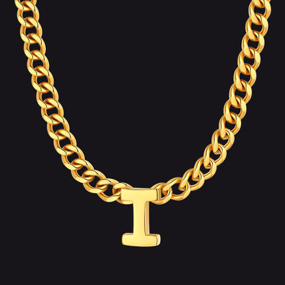 7mm Custom Initial Letter Cuban Link Chain Necklace for