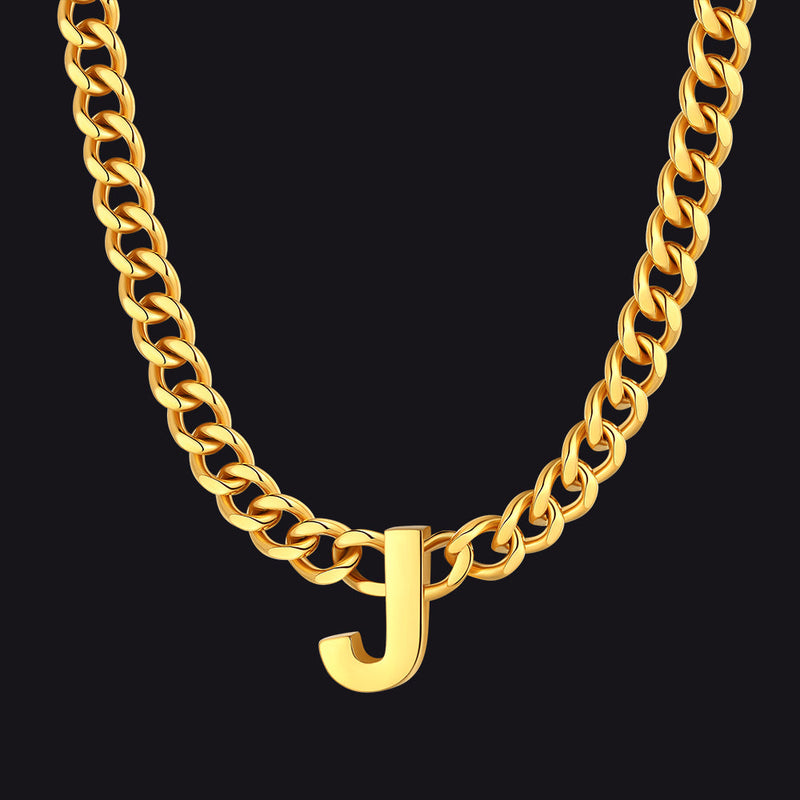 7mm Custom Initial Letter Cuban Link Chain Necklace for