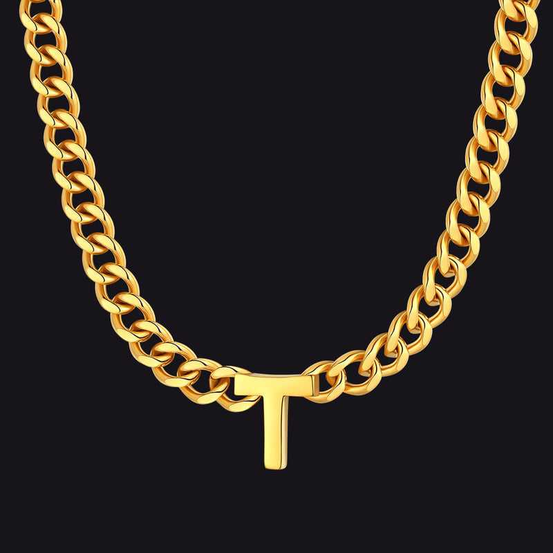 7mm Custom Initial Letter Cuban Link Chain Necklace for