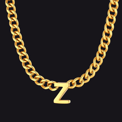 7mm Custom Initial Letter Cuban Link Chain Necklace for