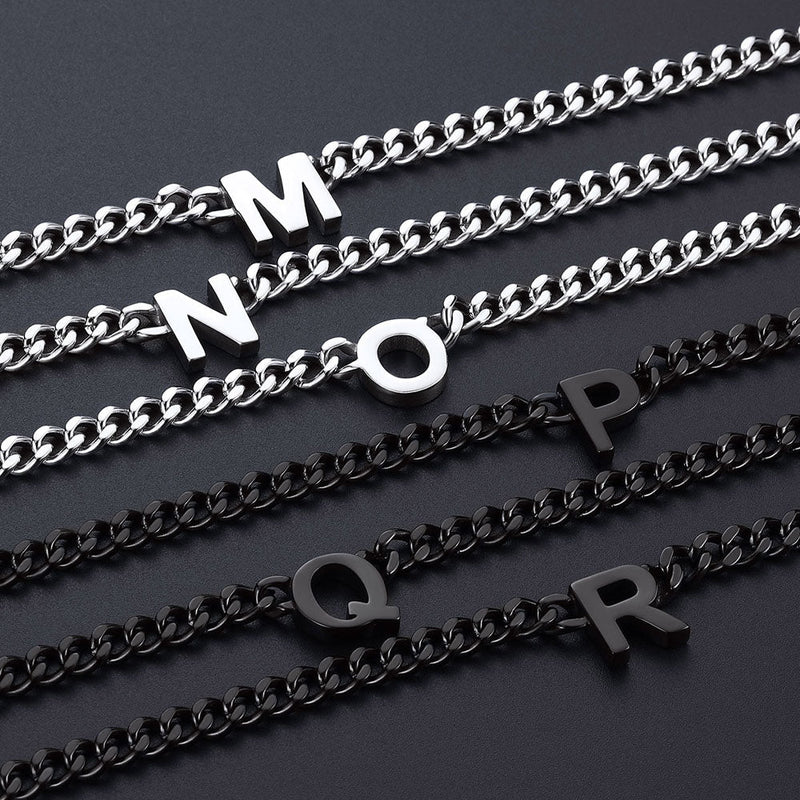 7mm Custom Initial Letter Cuban Link Chain Necklace for
