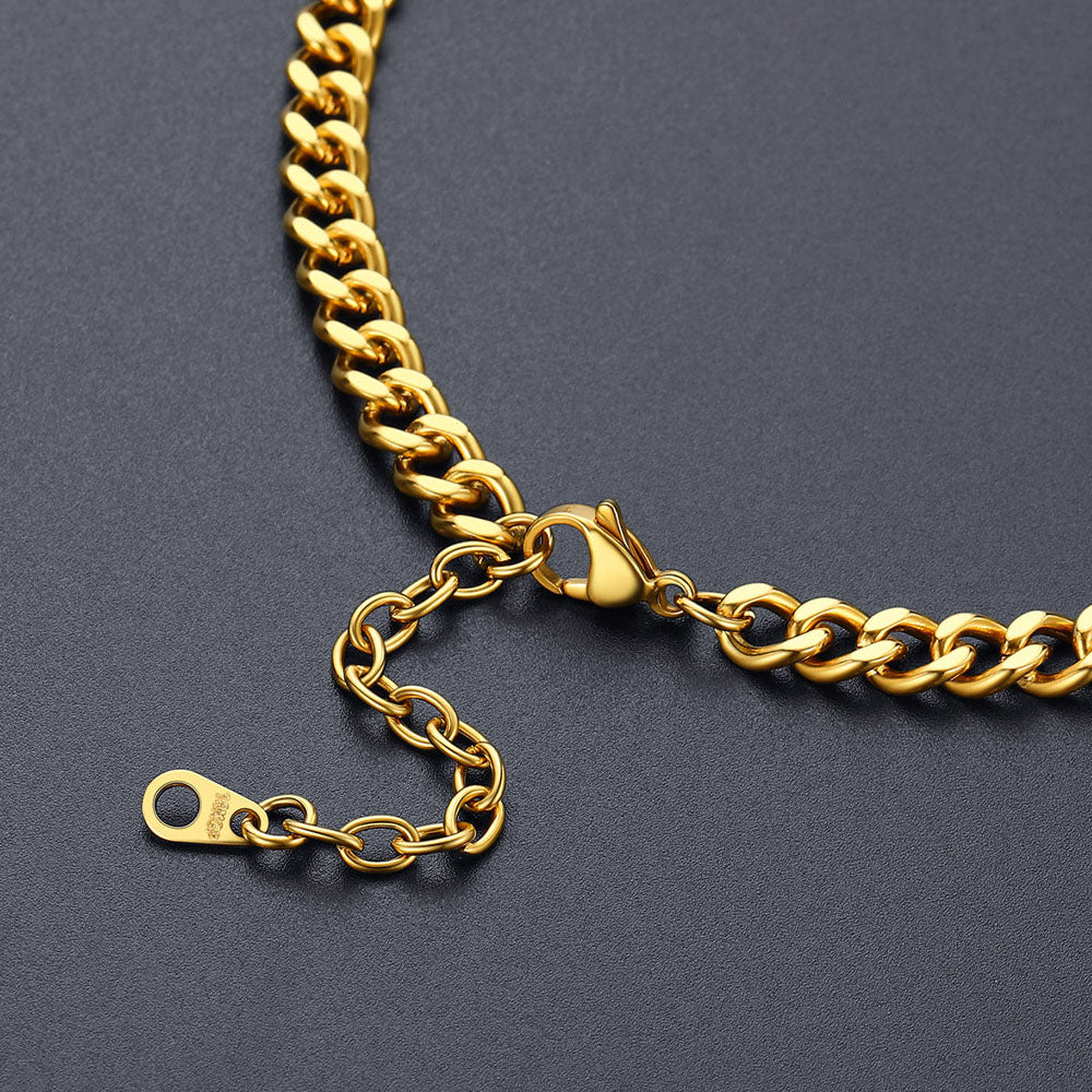 7mm Custom Initial Letter Cuban Link Chain Necklace for