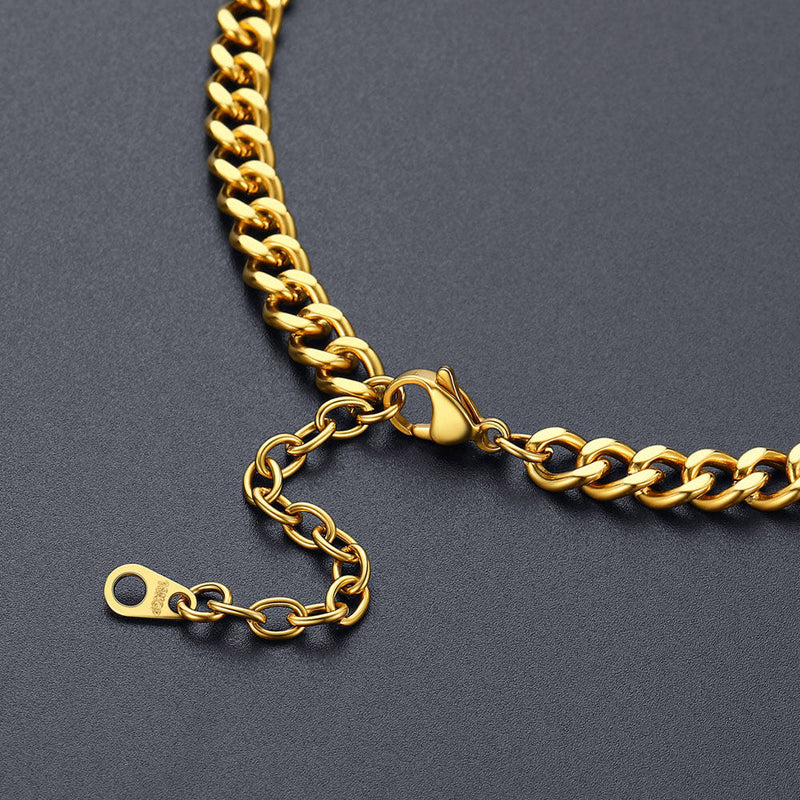 7mm Custom Initial Letter Cuban Link Chain Necklace for