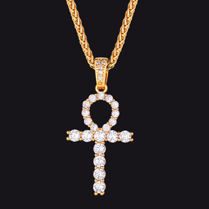 Ankh Cross Necklace With Zirconia for