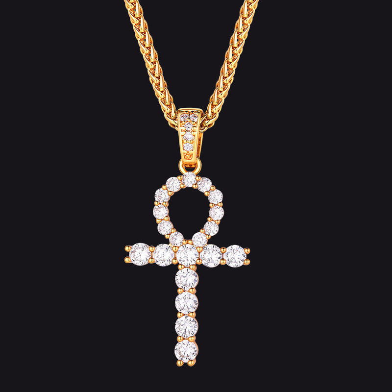 Ankh Cross Necklace With Zirconia for