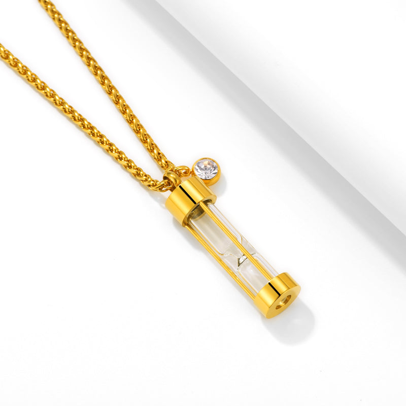 Hourglass Urn Ashes Necklace With Birthstone Cremation Keepsakes for