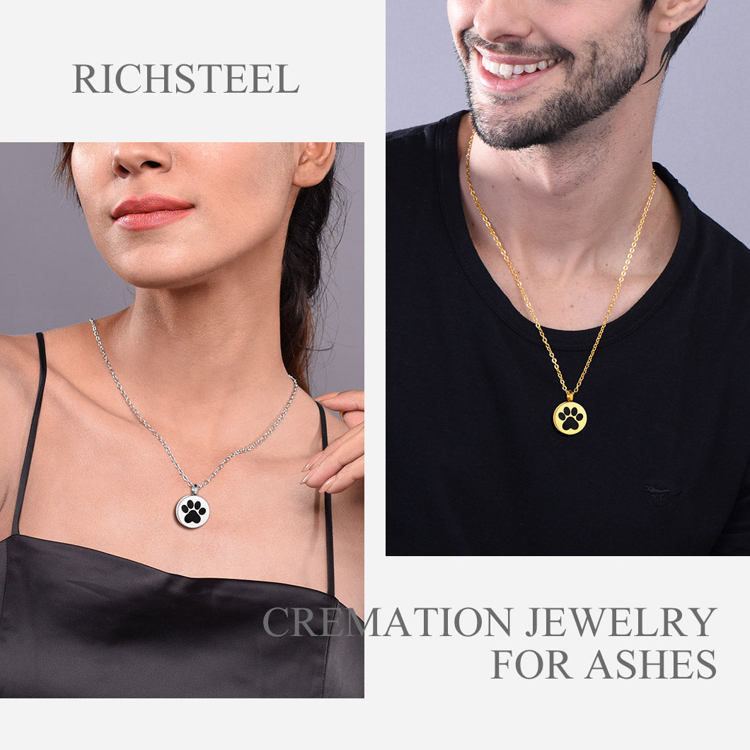 Customized Pet Footprints Urn Necklace for Ashes Memorial Gift