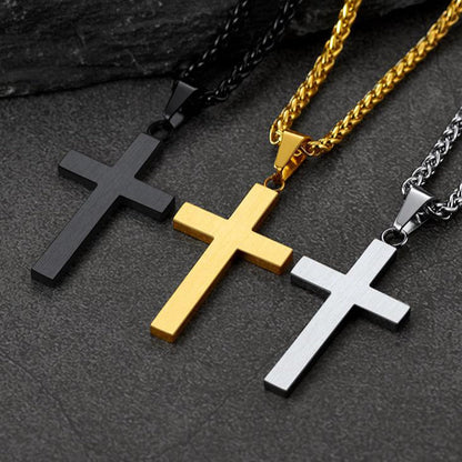 Christian Black Enamel Cross Necklace for
