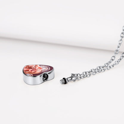 Personalised Picture Heart Urn Pendant Necklace for Ashes Pet Cremation Jewelry
