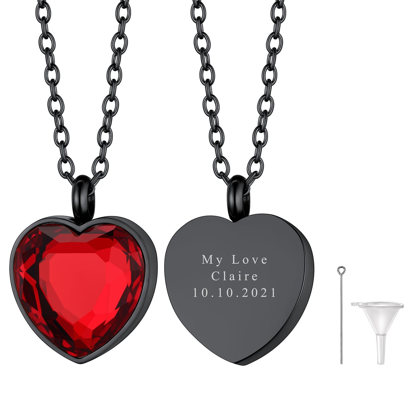 Personalized Cremation Heart Birthstone Urn Ashes Necklace for