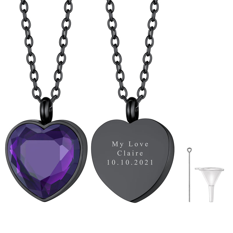 Personalized Cremation Heart Birthstone Urn Ashes Necklace for
