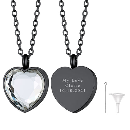 Personalized Cremation Heart Birthstone Urn Ashes Necklace for