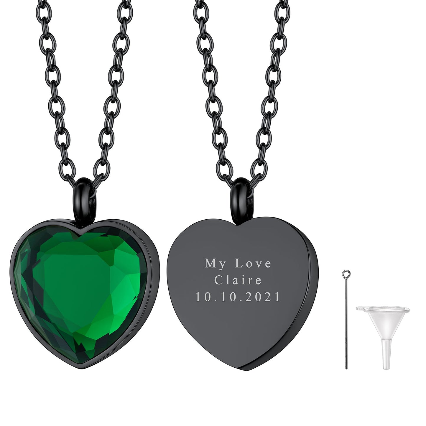 Personalized Cremation Heart Birthstone Urn Ashes Necklace for