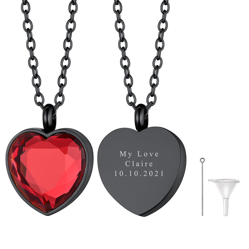 Personalized Cremation Heart Birthstone Urn Ashes Necklace for