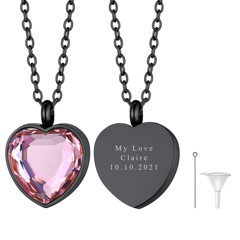 Personalized Cremation Heart Birthstone Urn Ashes Necklace for