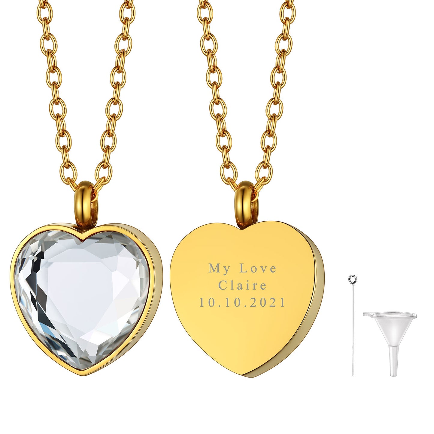 Personalized Cremation Heart Birthstone Urn Ashes Necklace for