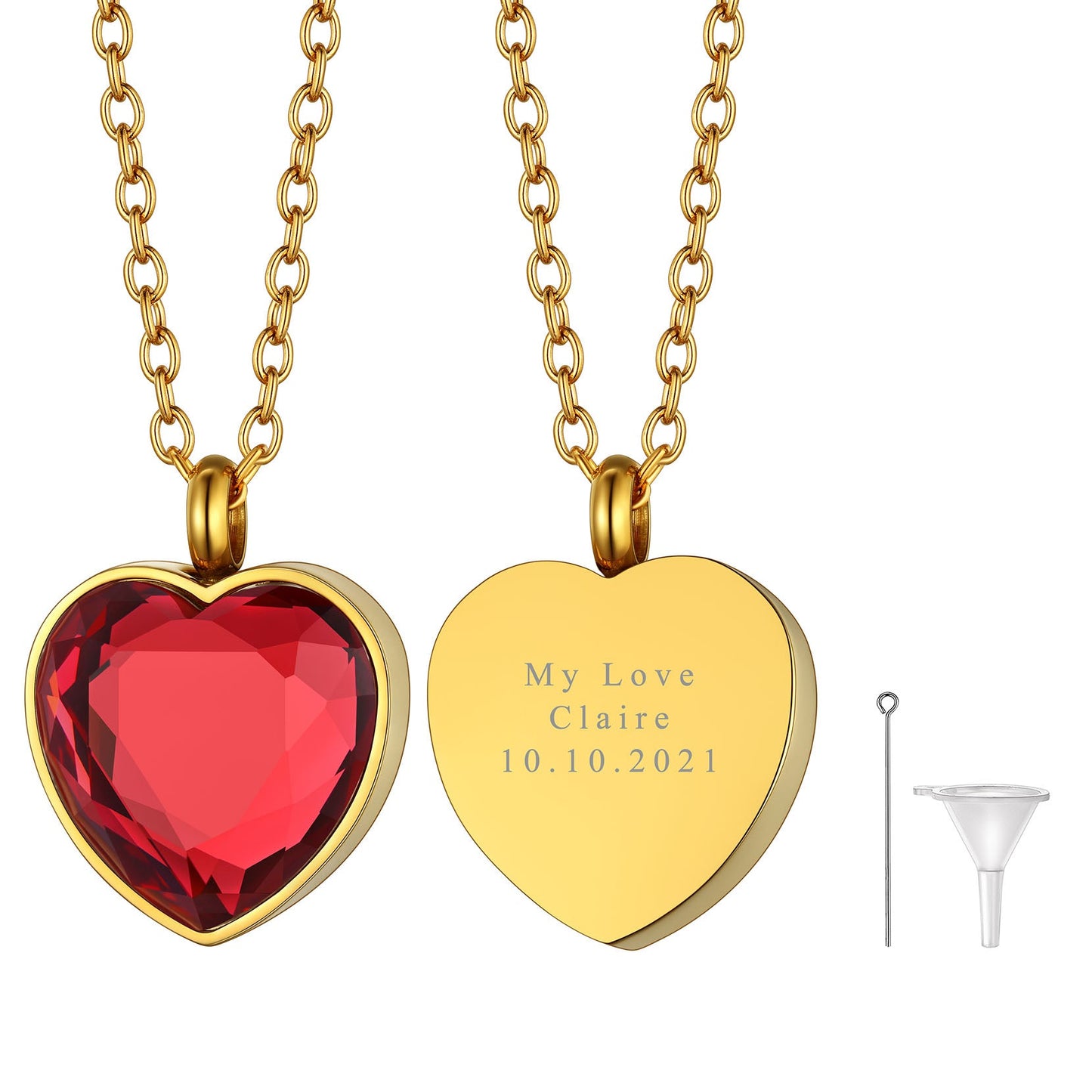 Personalized Cremation Heart Birthstone Urn Ashes Necklace for