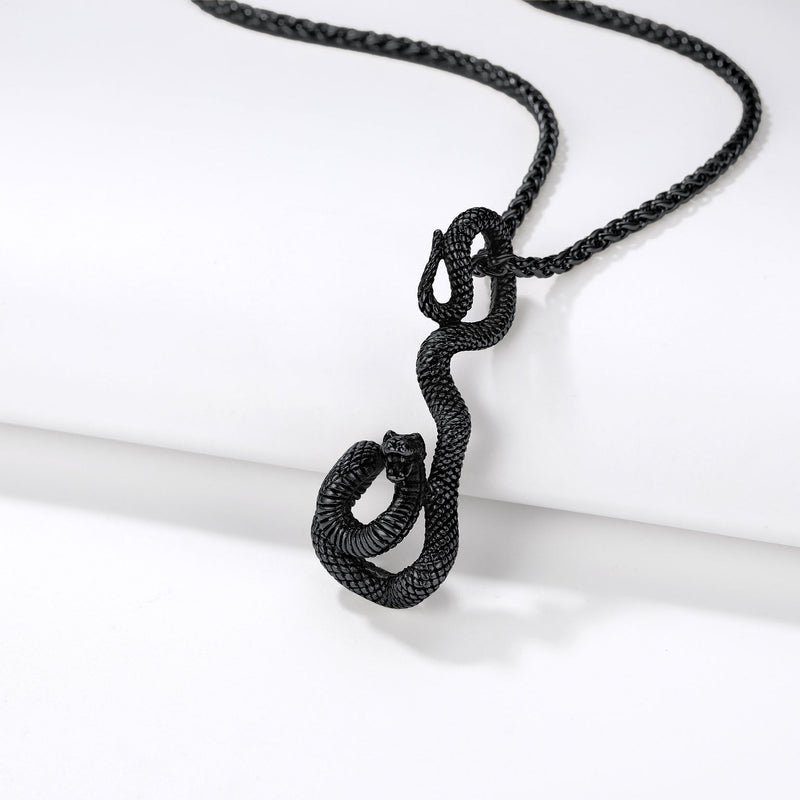 Flash Gothic Snake Pendant Necklace for