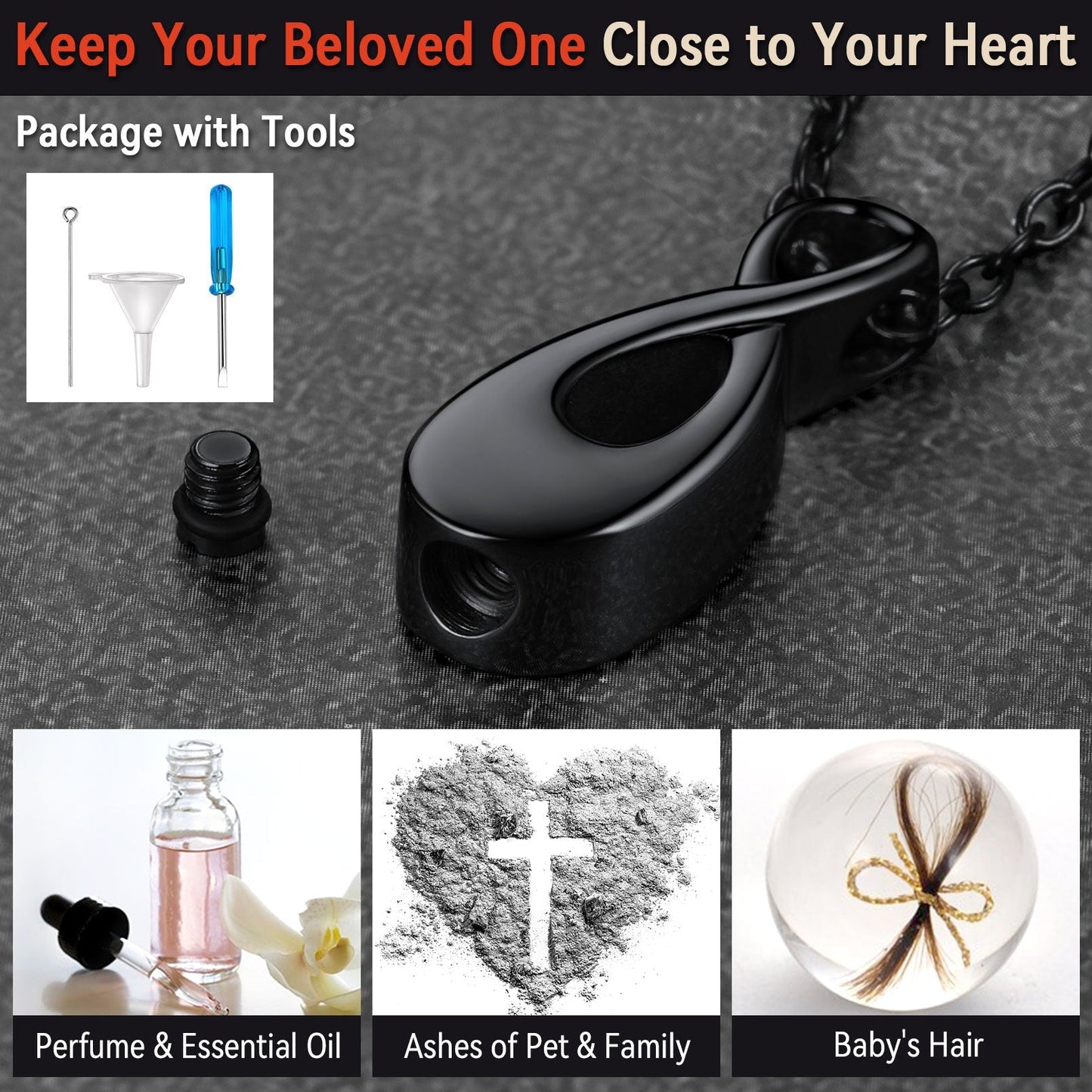 Customized Infinity Urn Necklace Cremation Jewelry for Ashes