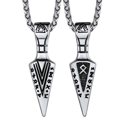 Viking Odin Gungnir Sword Necklace With Runes for