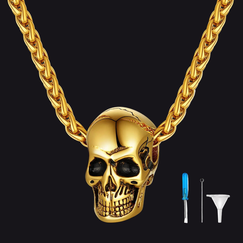 Skull Cremation Urn Necklace for Ashes Memorial Pendant for