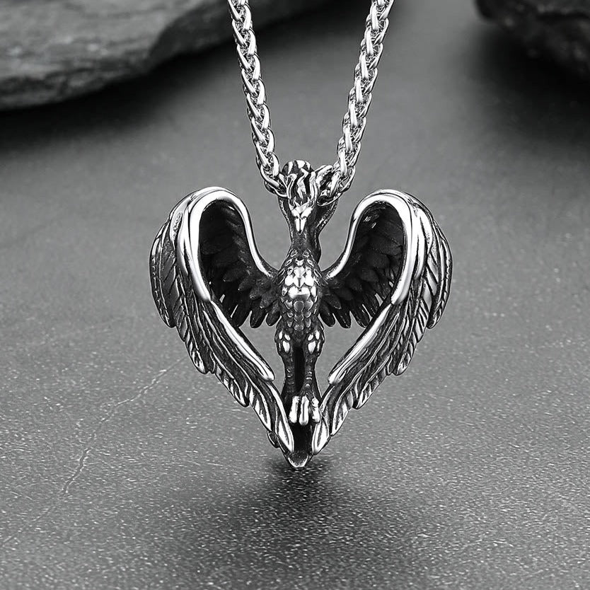 Phoenix Heart Pendant Necklace for