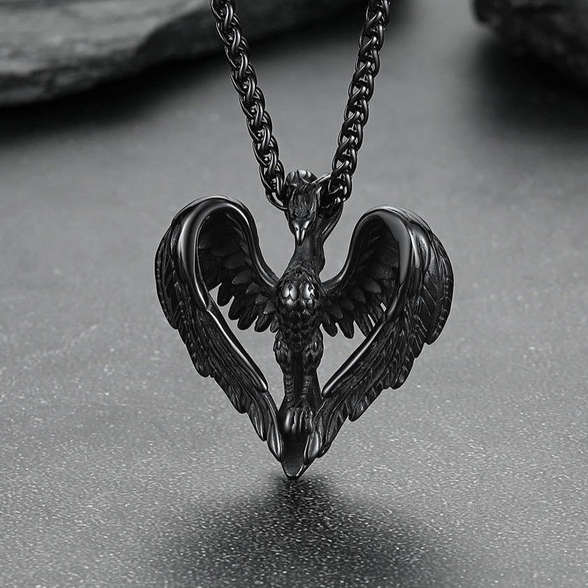 Phoenix Heart Pendant Necklace for