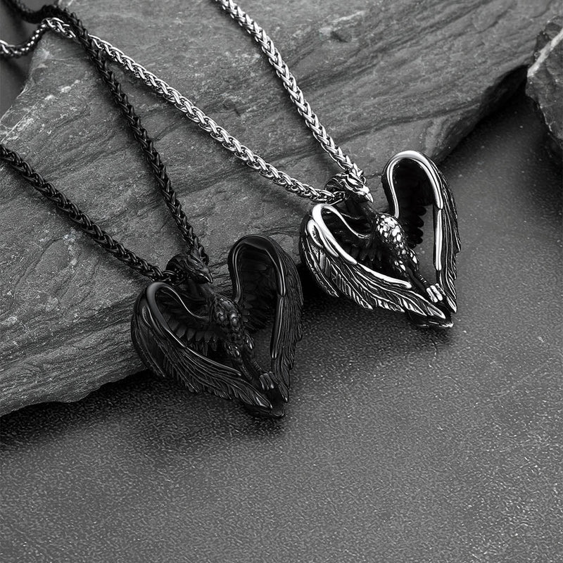 Phoenix Heart Pendant Necklace for