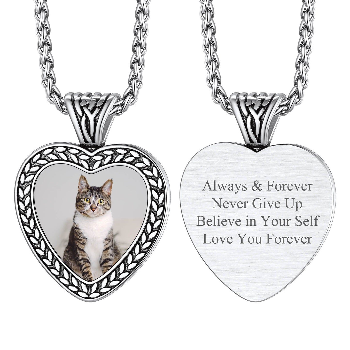 Customized Heart Photo Pendant Memorial Necklace for