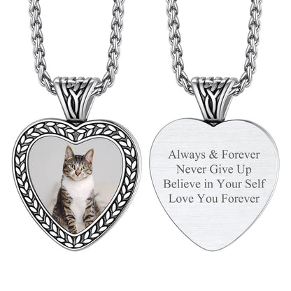 Customized Heart Photo Pendant Memorial Necklace for