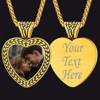 Customized Heart Photo Pendant Memorial Necklace for
