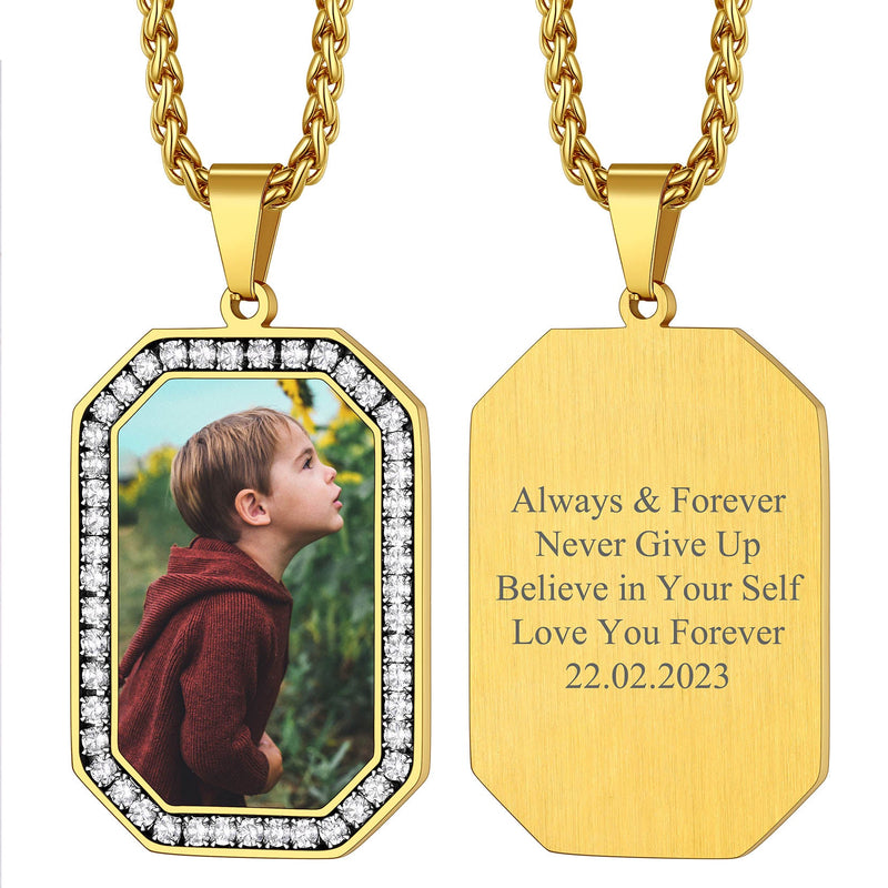 Customized Engraved Picture Dog Tag Necklace Memorial Gift