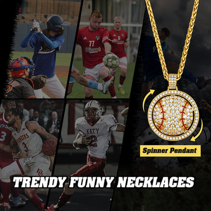 Hip Hop Spinner Baseball Necklace With Cz for