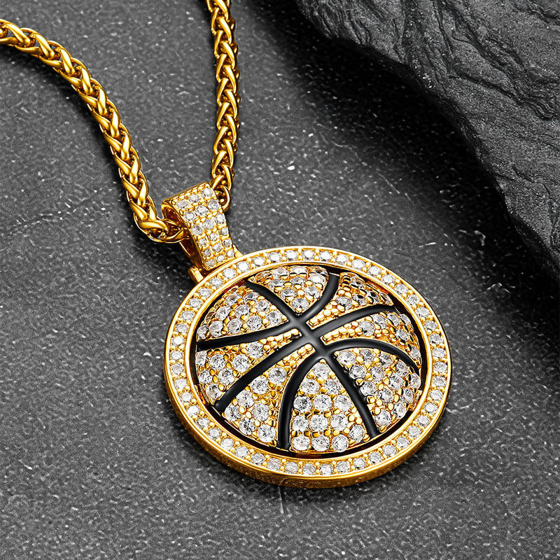 Bling Basketball Spinner Necklace for