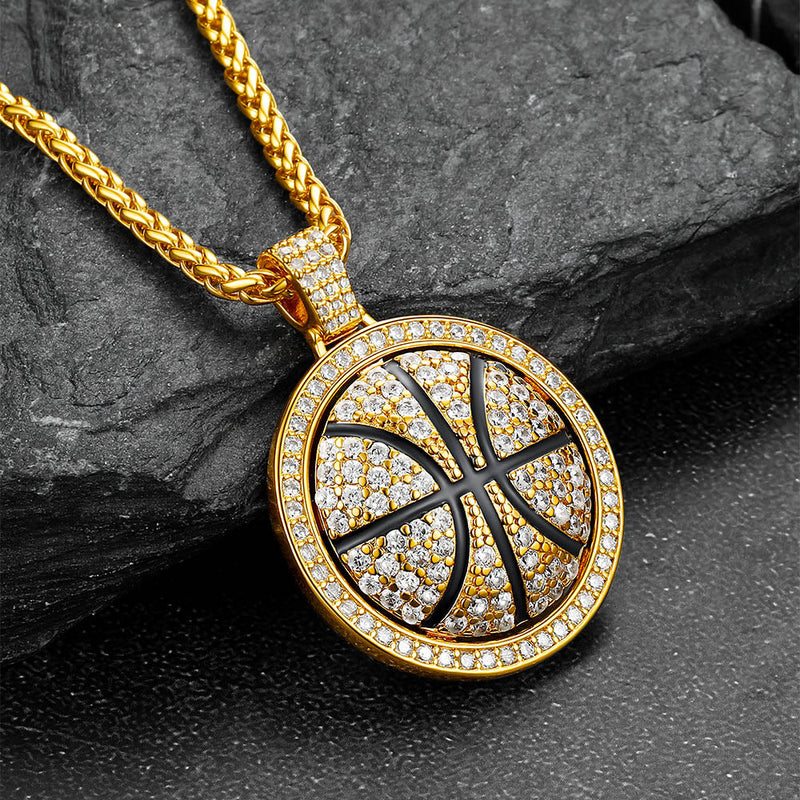 Bling Basketball Spinner Necklace for