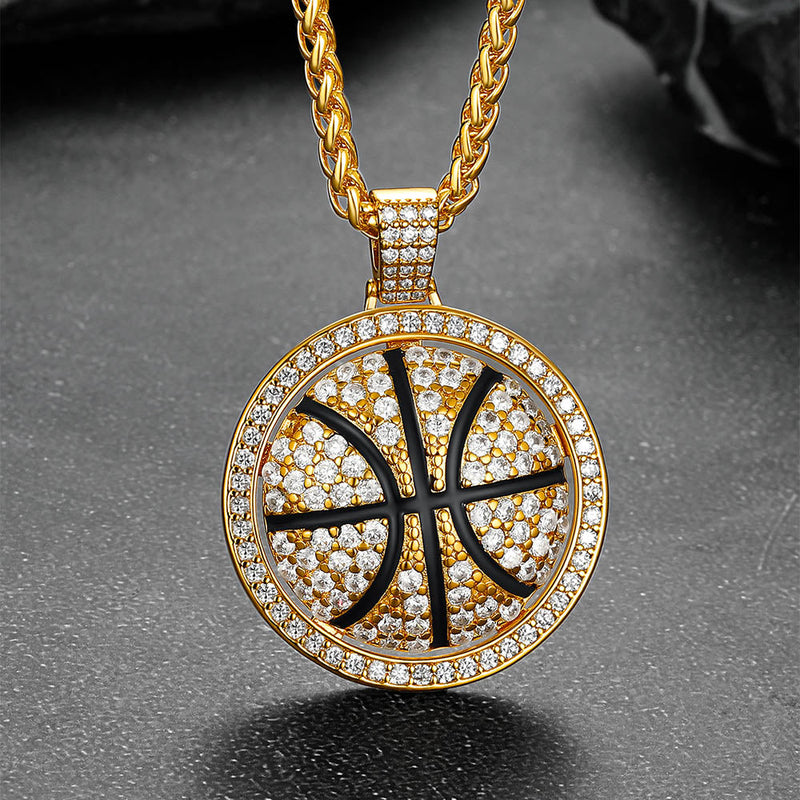 Bling Basketball Spinner Necklace for