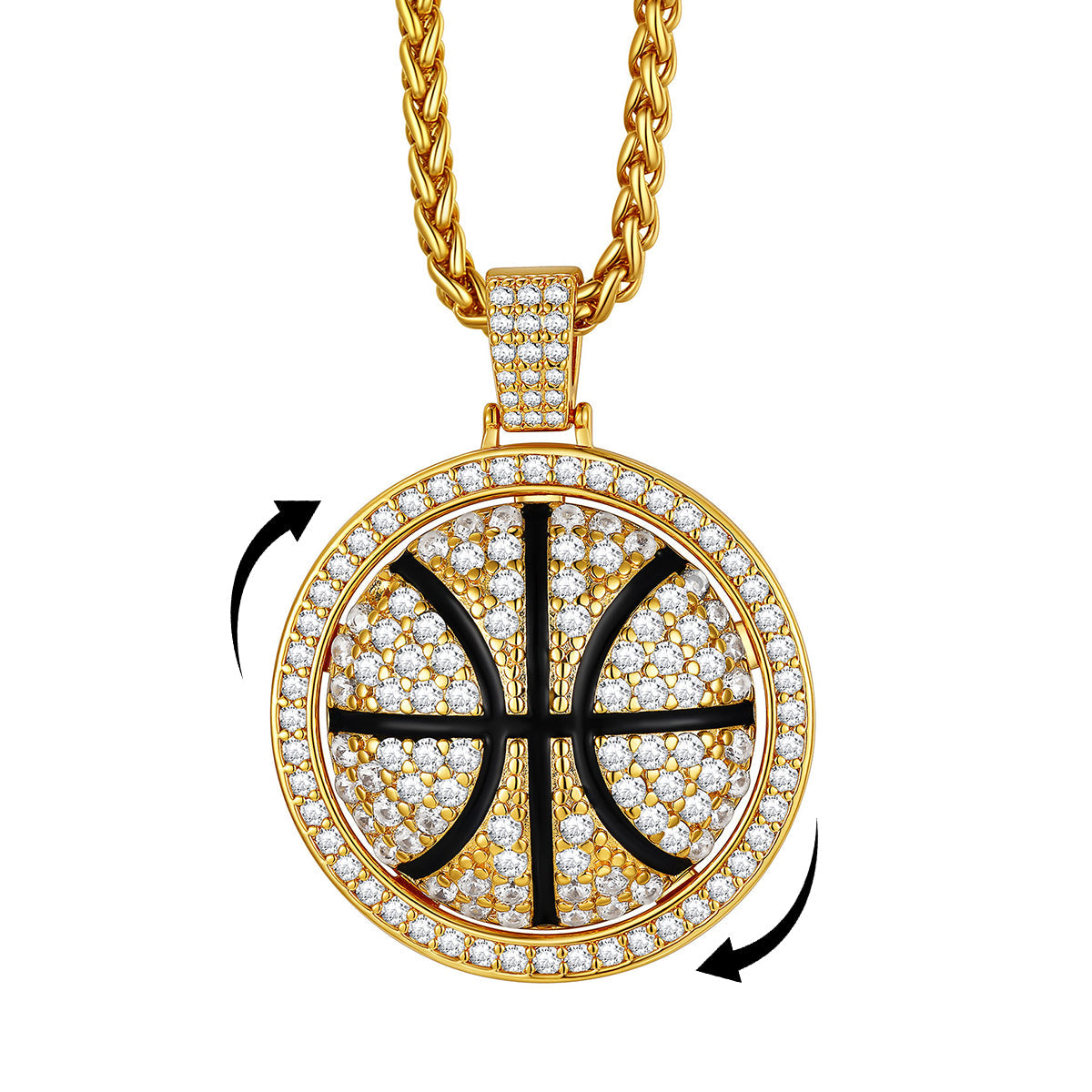 Bling Basketball Spinner Necklace for
