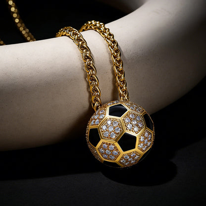 3d Cz Football Necklace Sports Pendant for Fan
