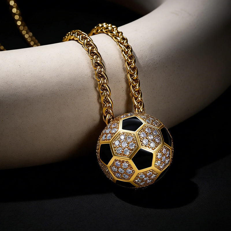 3d Cz Football Necklace Sports Pendant for Fan