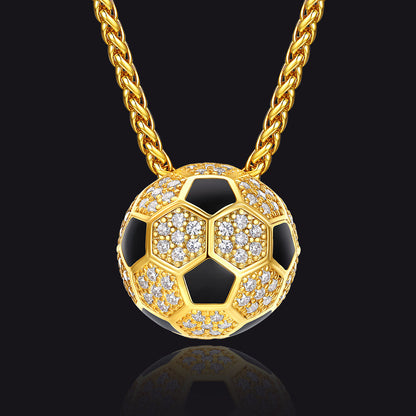 3d Cz Football Necklace Sports Pendant for Fan