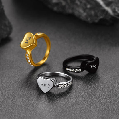 Custom Memorial Heart Cremation Urn Ashes Ring for