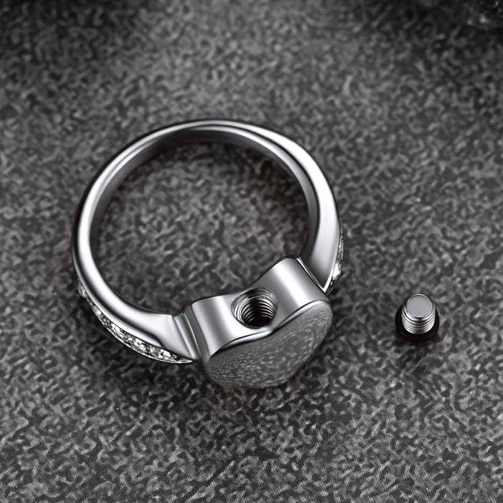 Custom Memorial Heart Cremation Urn Ashes Ring for