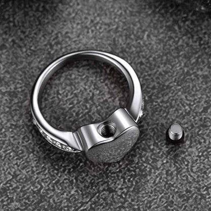 Custom Memorial Heart Cremation Urn Ashes Ring for