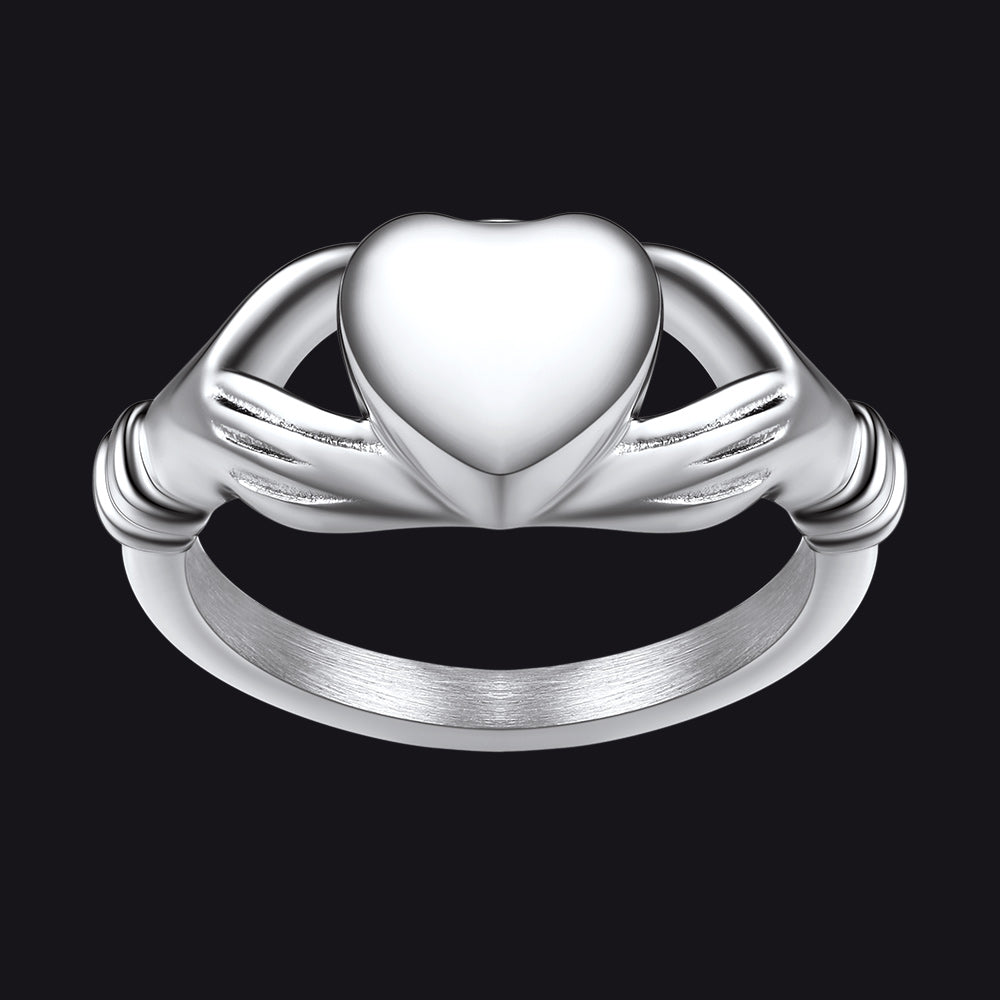 Customized Claddagh Heart Celtic Knot Urn Ashes Ring for