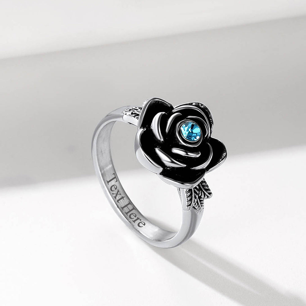 Personalized Cremation Rose Urn Ashes Ring With Birthstone for