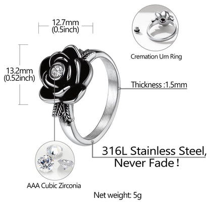 Personalized Cremation Rose Urn Ashes Ring With Birthstone for
