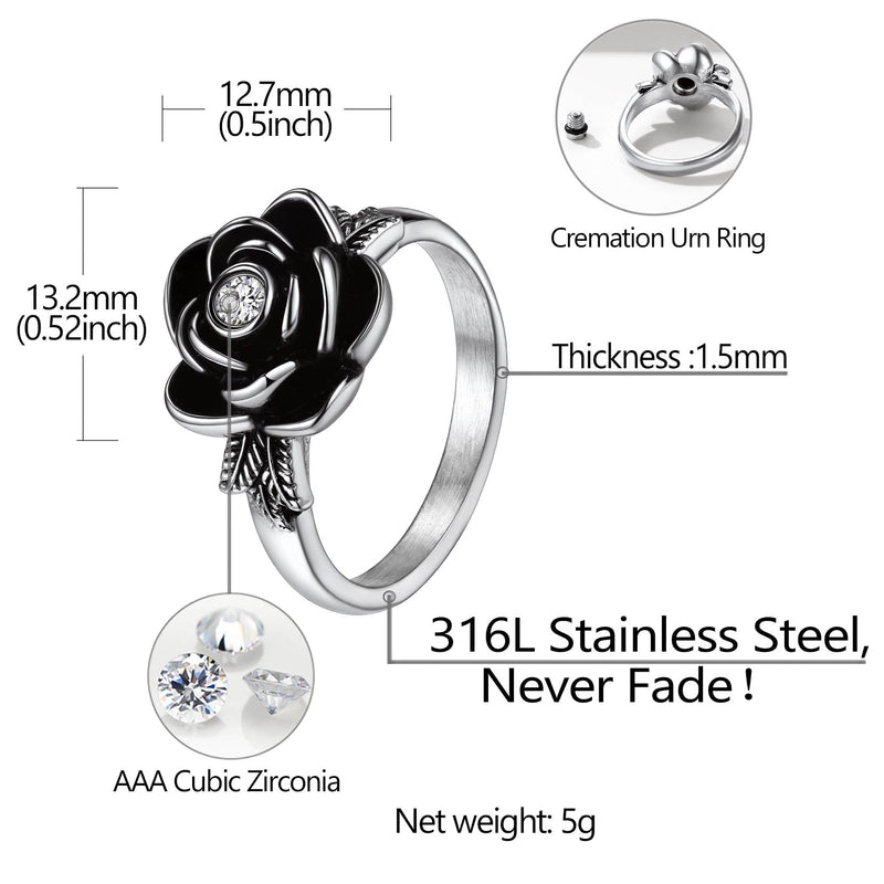 Personalized Cremation Rose Urn Ashes Ring With Birthstone for